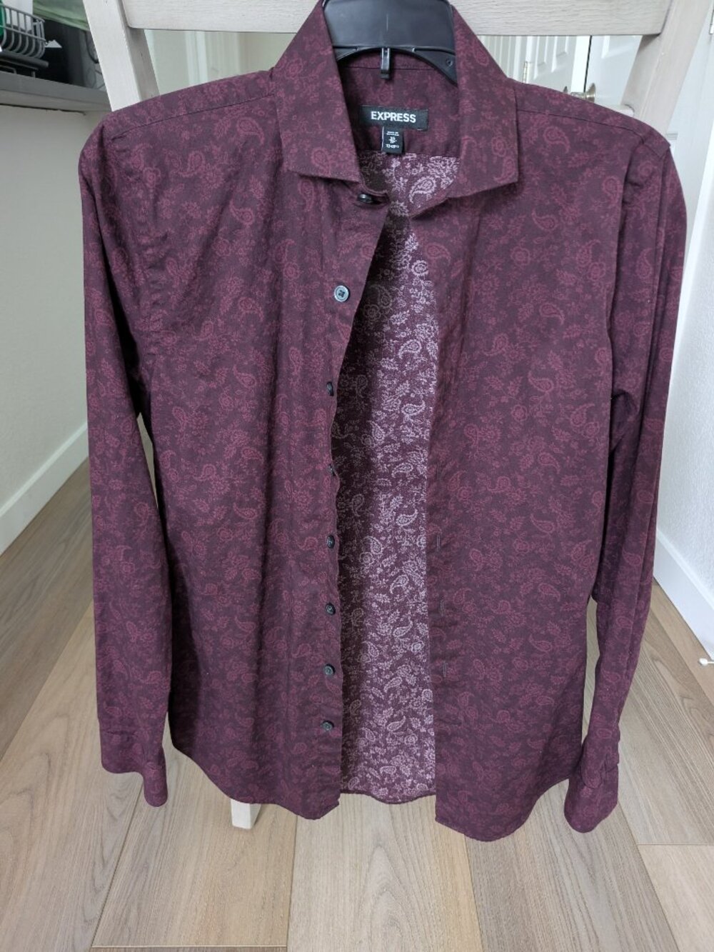 Men's Burgundy Paisley Express Button Up Dress Shirt